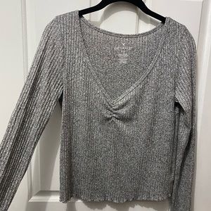 Soft & Sexy Gray Heather Lightweight Sweater with Scalloped bottom. Very comfy!